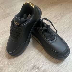 Black kids Shoes with Gold Accent